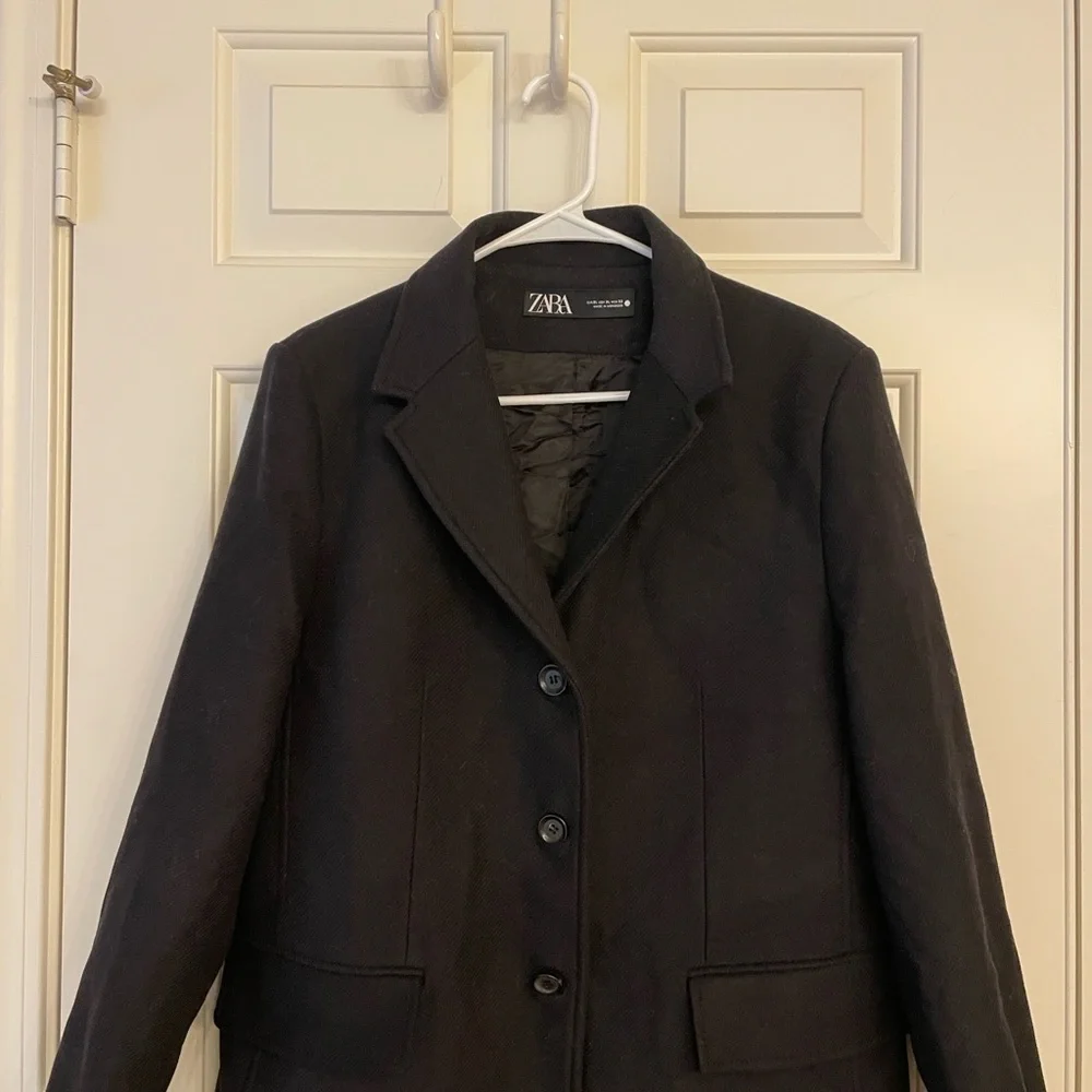 Zara Manteco wool blend black coat Large - Picture 5 of 10